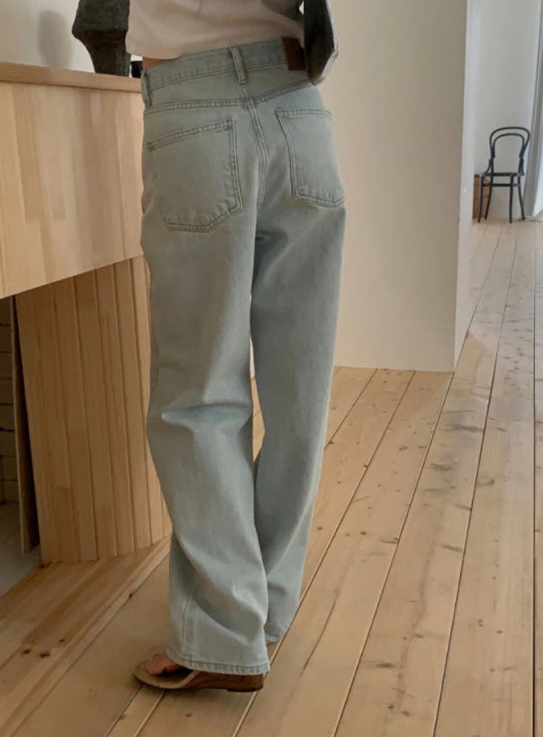 Jacquard light blue denim/ショート丈あり