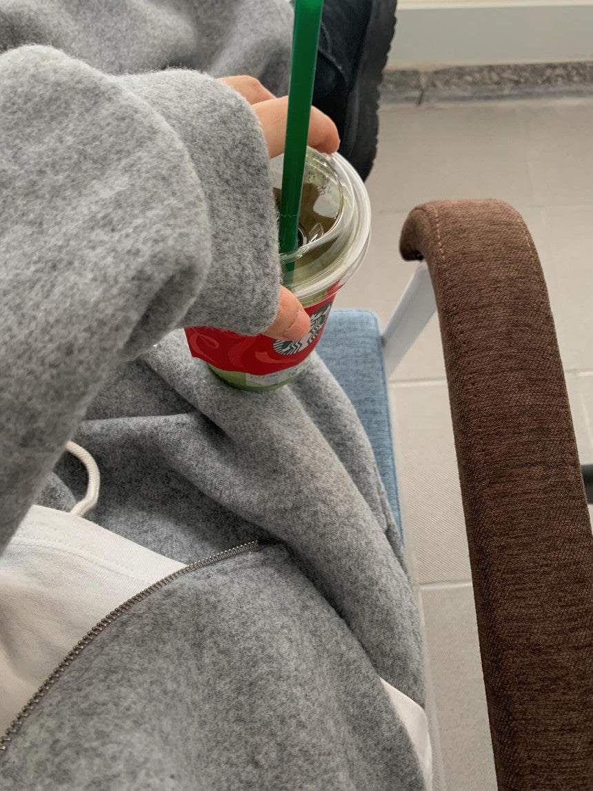 liter pony wool hood zip up-2col