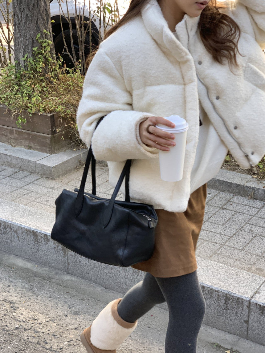 Bigben alpaca tweed duckdown short padding-2col