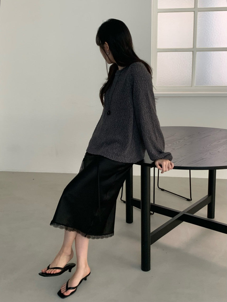 Mori lace satin skirt-2col