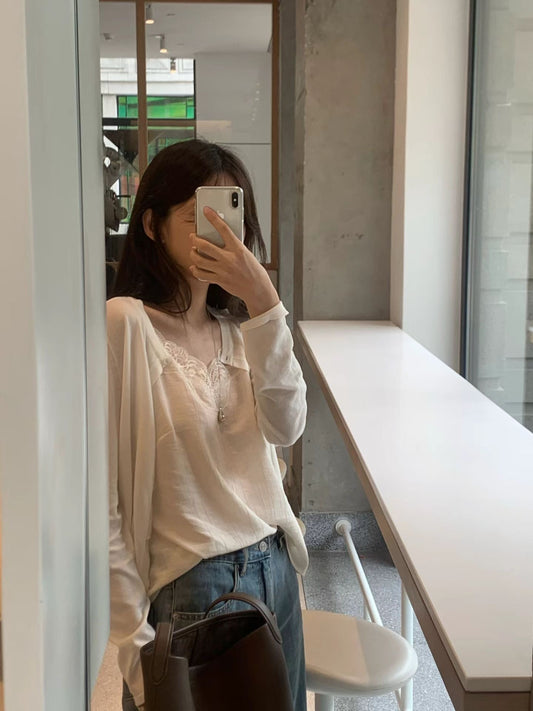 Ounce camisole lace blouse-2col