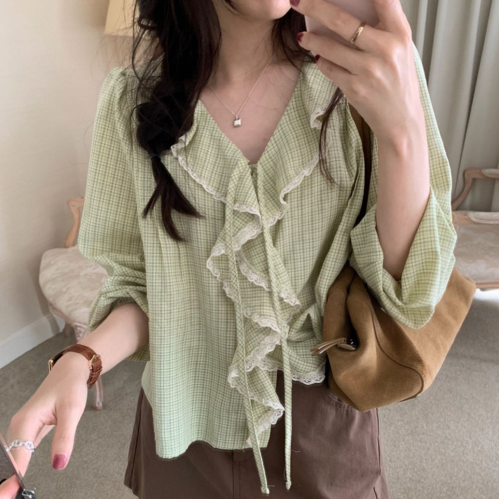 Nelly Check Blouse-2col