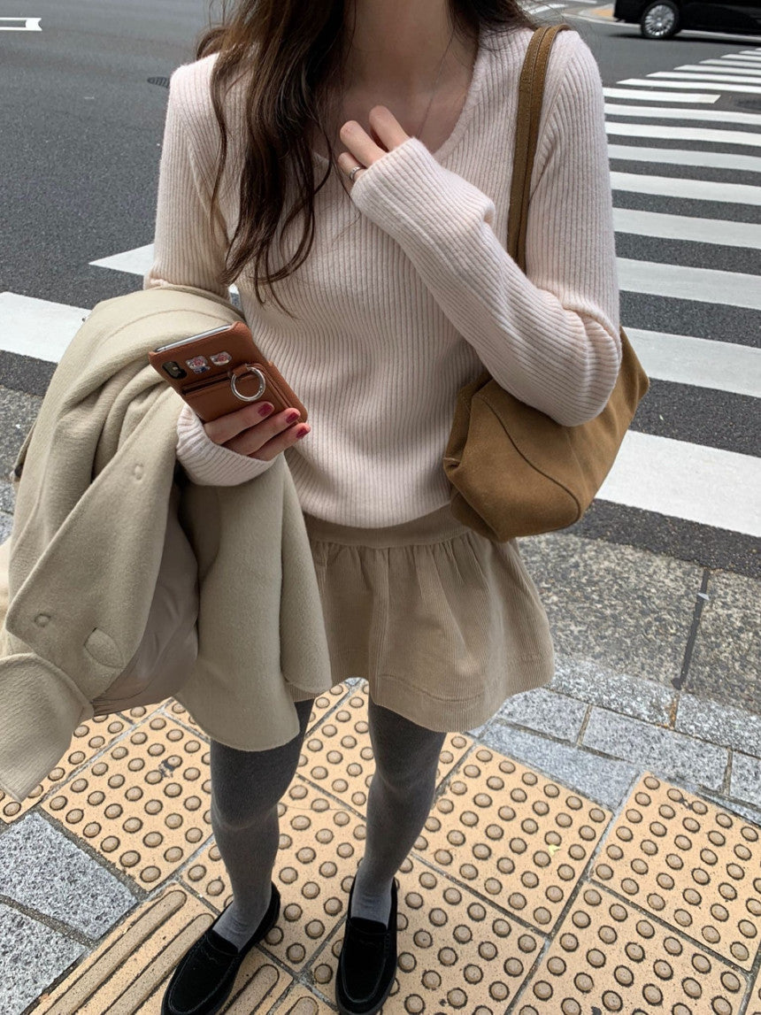 Tier U-neck knit-4col