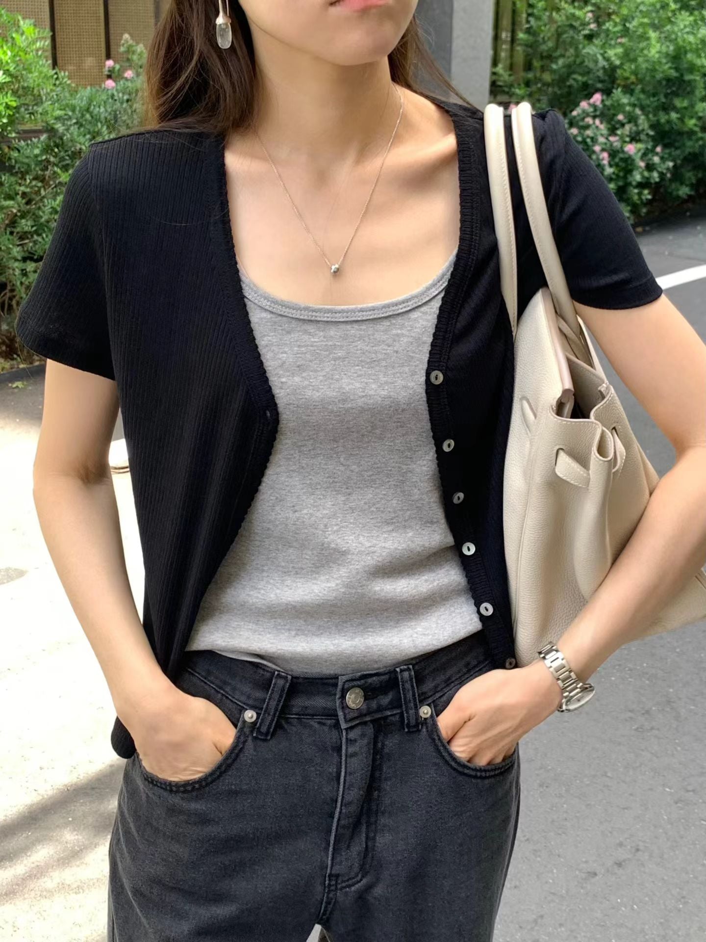 Ounce mild half cardigan-2col