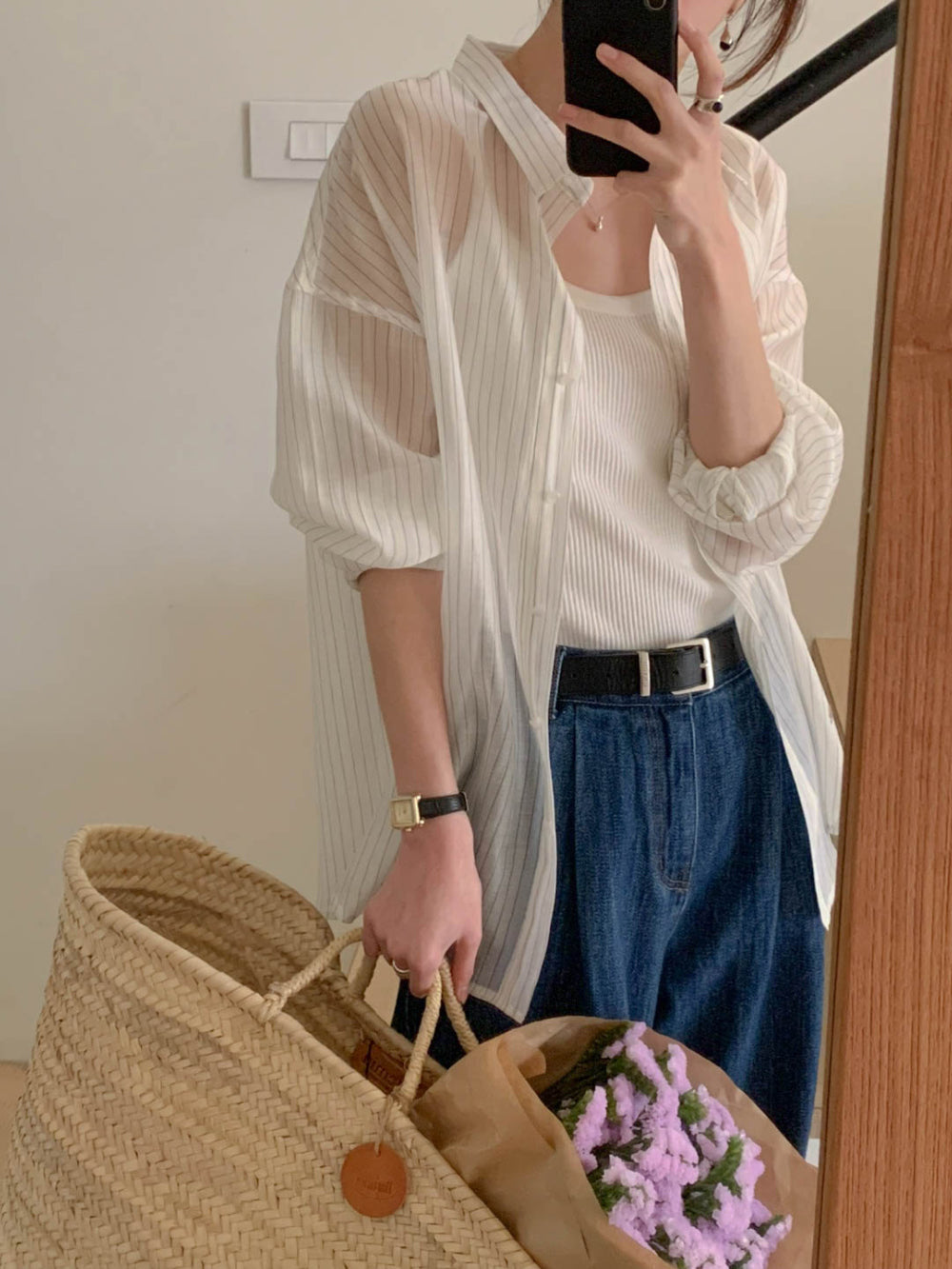 Tencel stripe shirt-3col