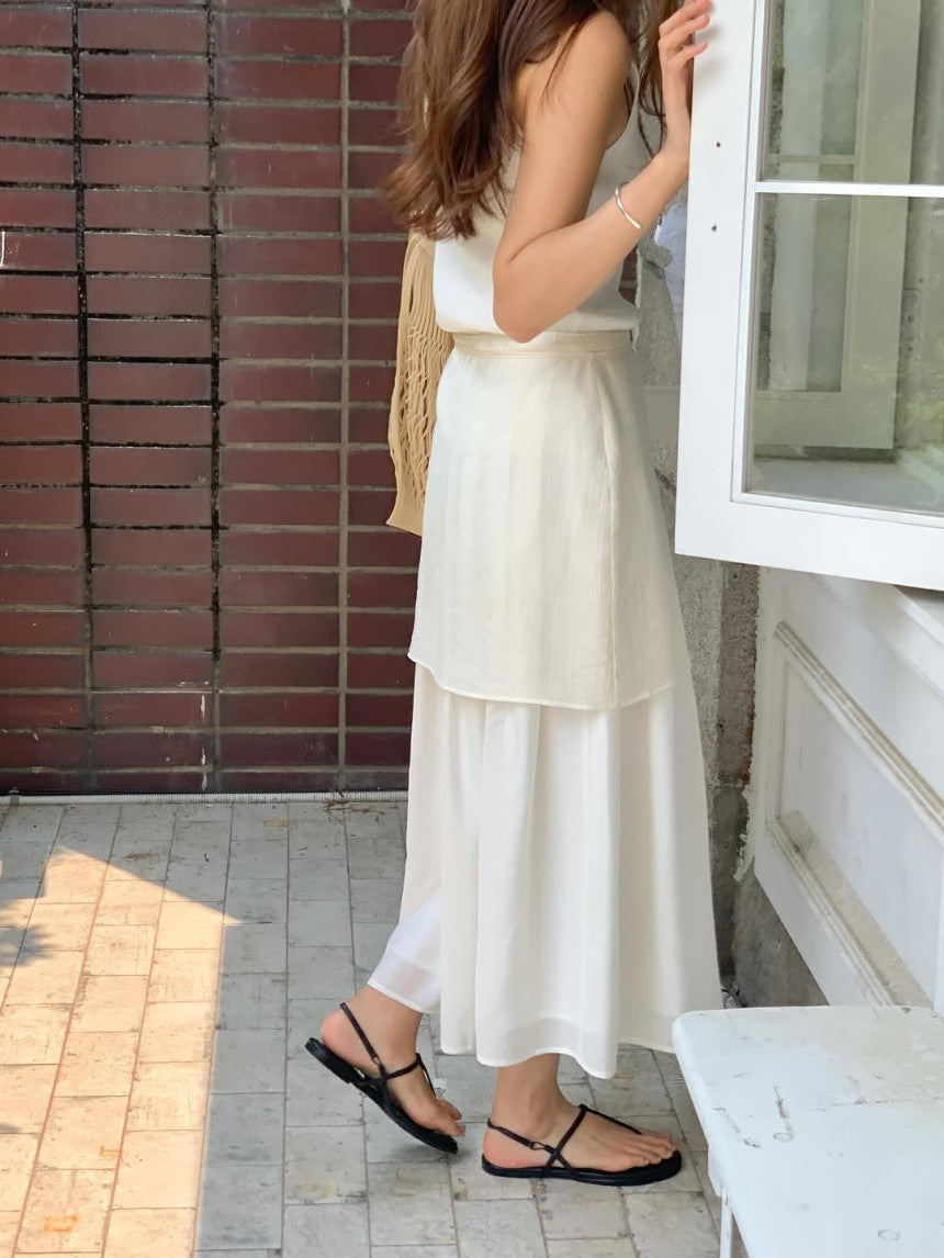 Butter rayered wrap skirt-3col