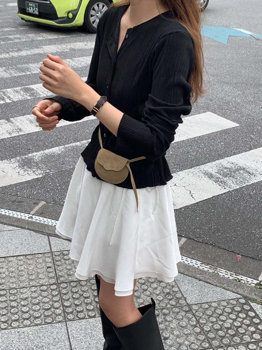 Amel pleats round cardigan-2col