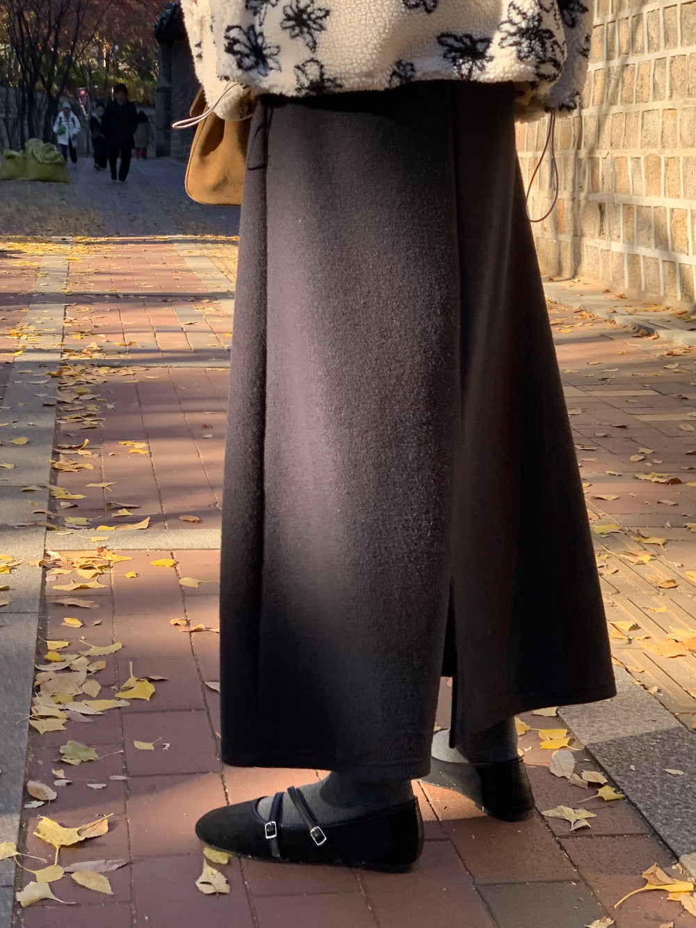 wool maxi skirt-3col