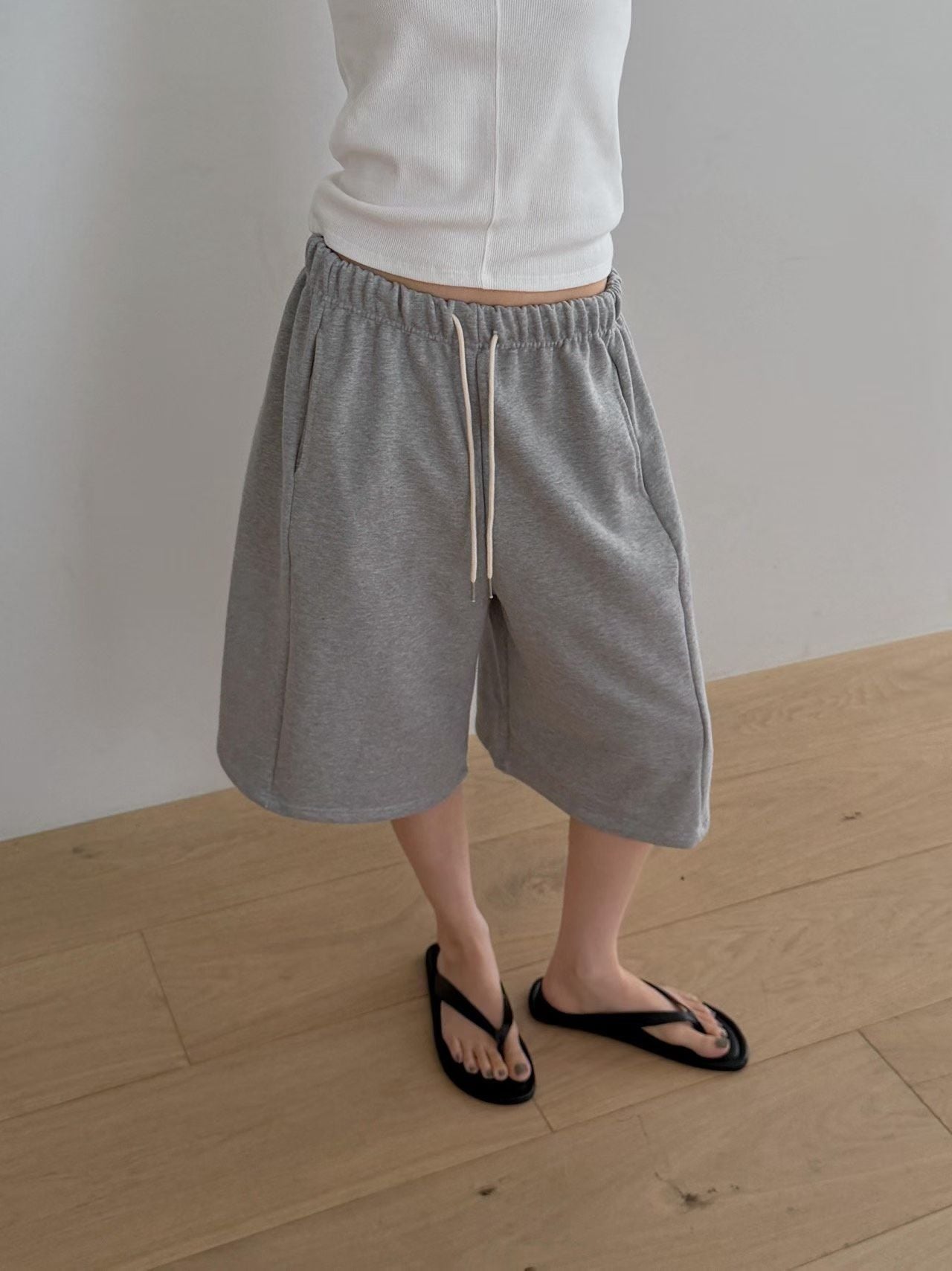 sweat half pants-3col