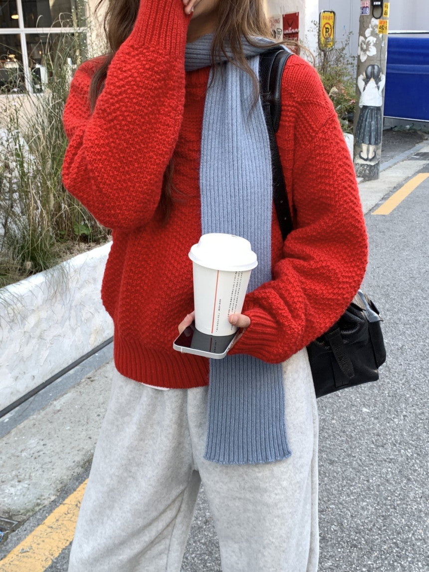 Brick wool cable knit-3col