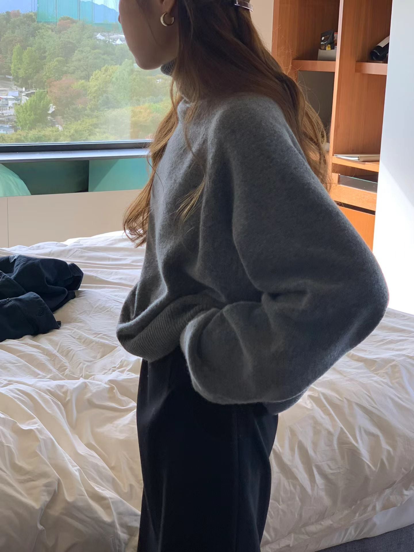 Ounce cash raglan turtleneck knit-3col