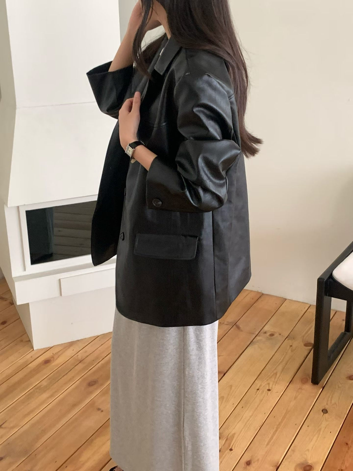 mute suede leather jacket-2col