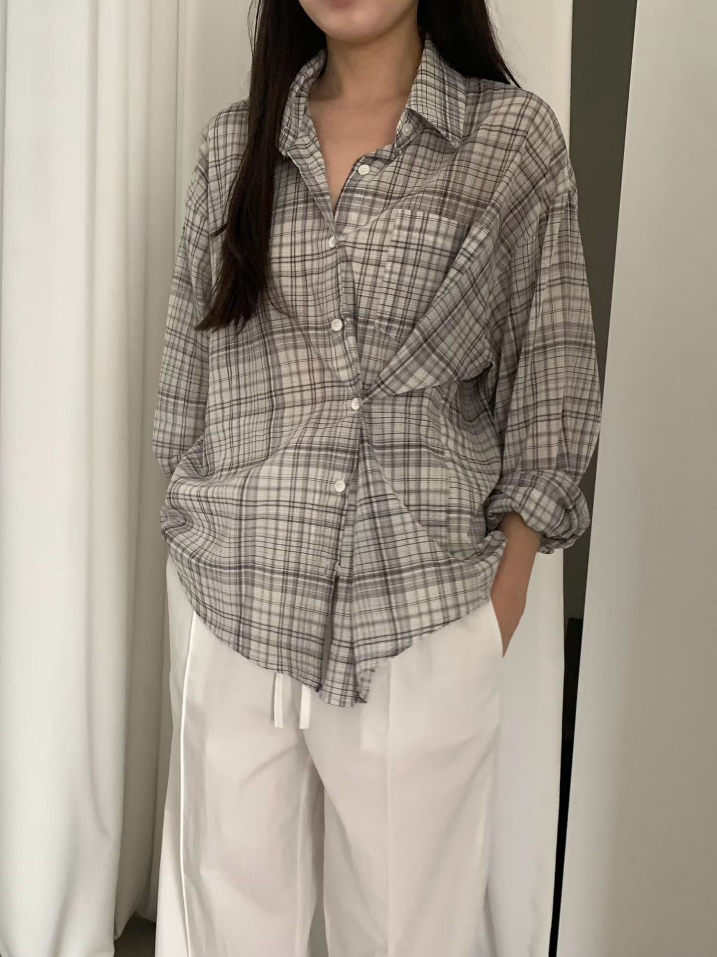 maron check shirt-2col
