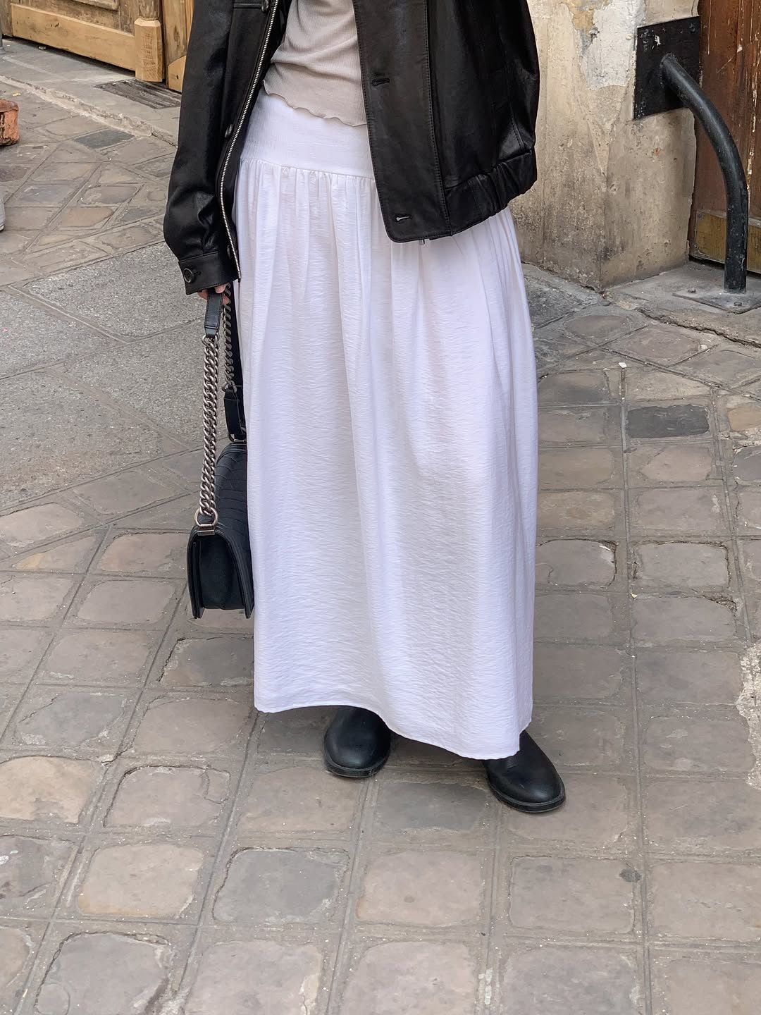 Bern volume shirring long skirt