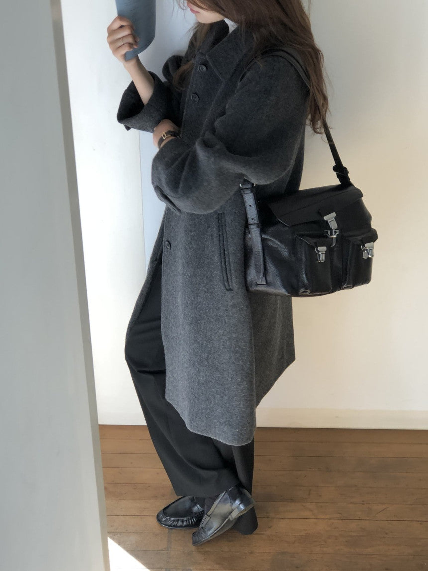 Luce wool twill melange coat-2col