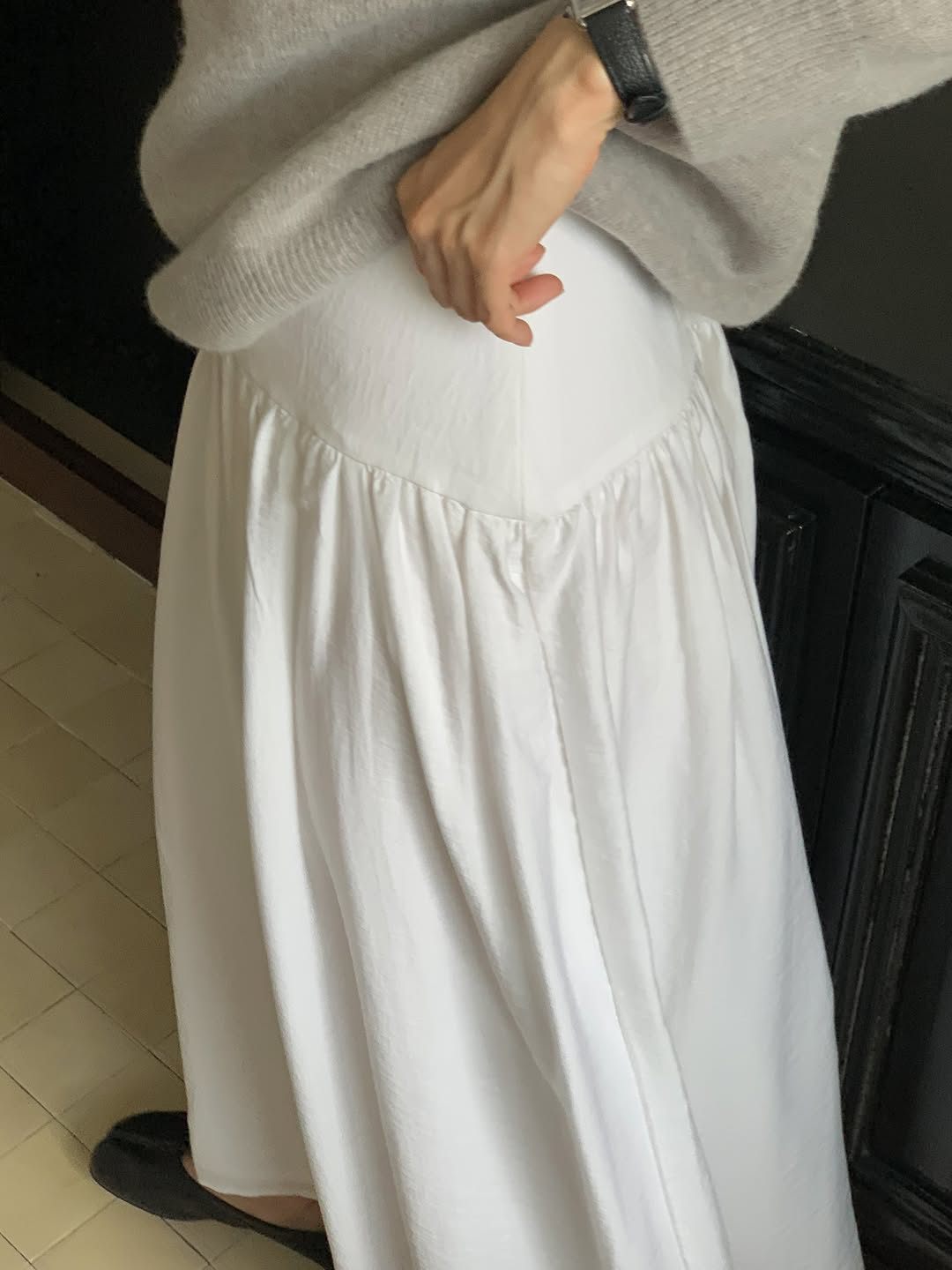 Bern volume shirring long skirt