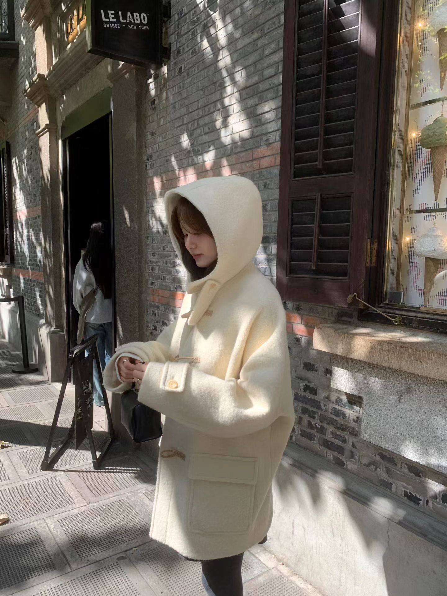 Ounce baby alpaca hood duffel coat-2col