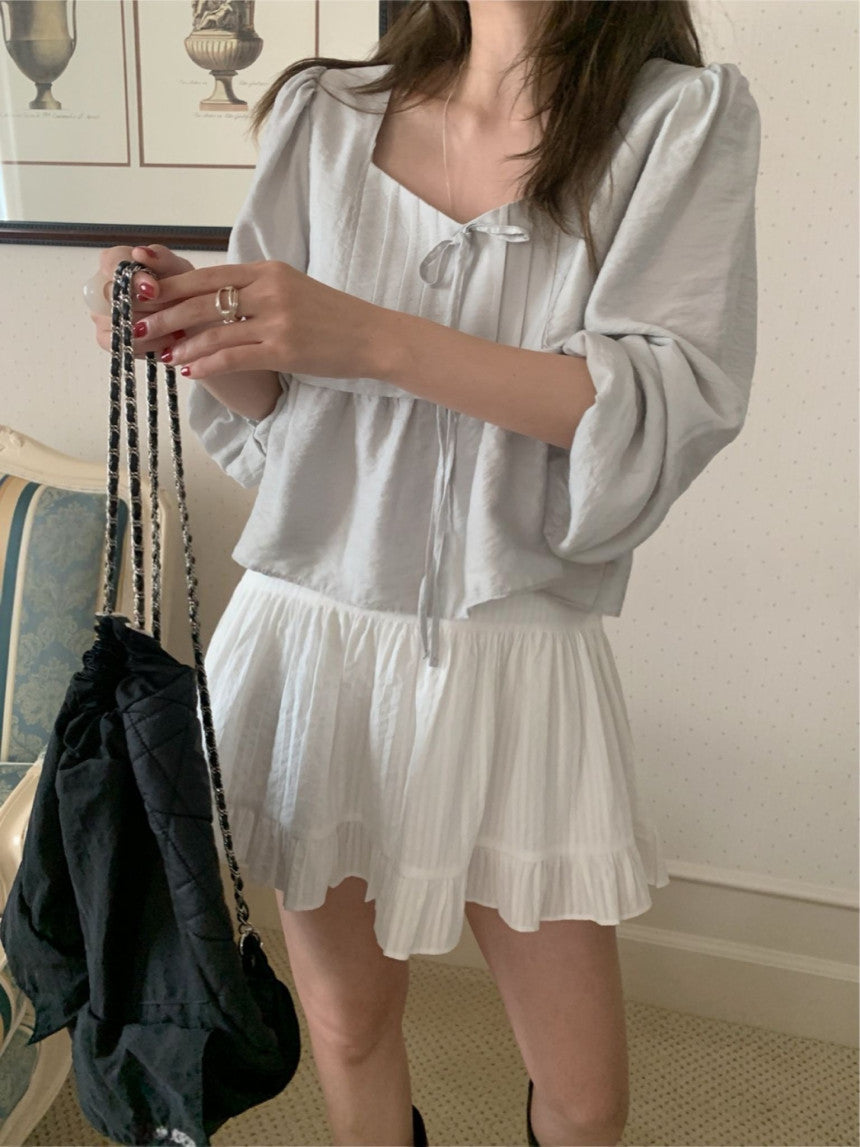 Merry pintuck blouse-2col