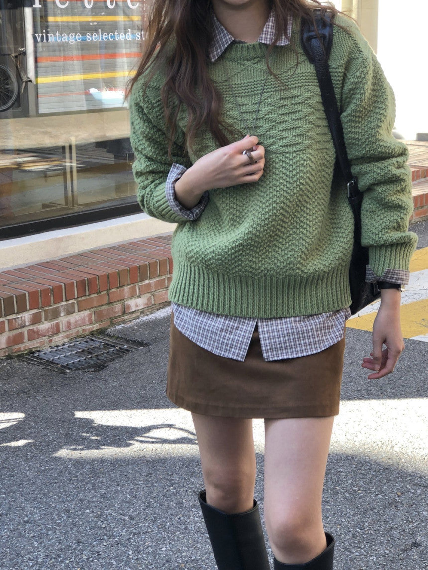 Eirin suede mini skirt-2col