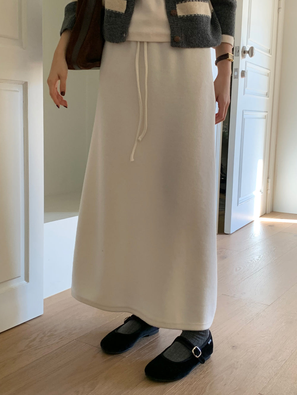 wool maxi skirt-3col