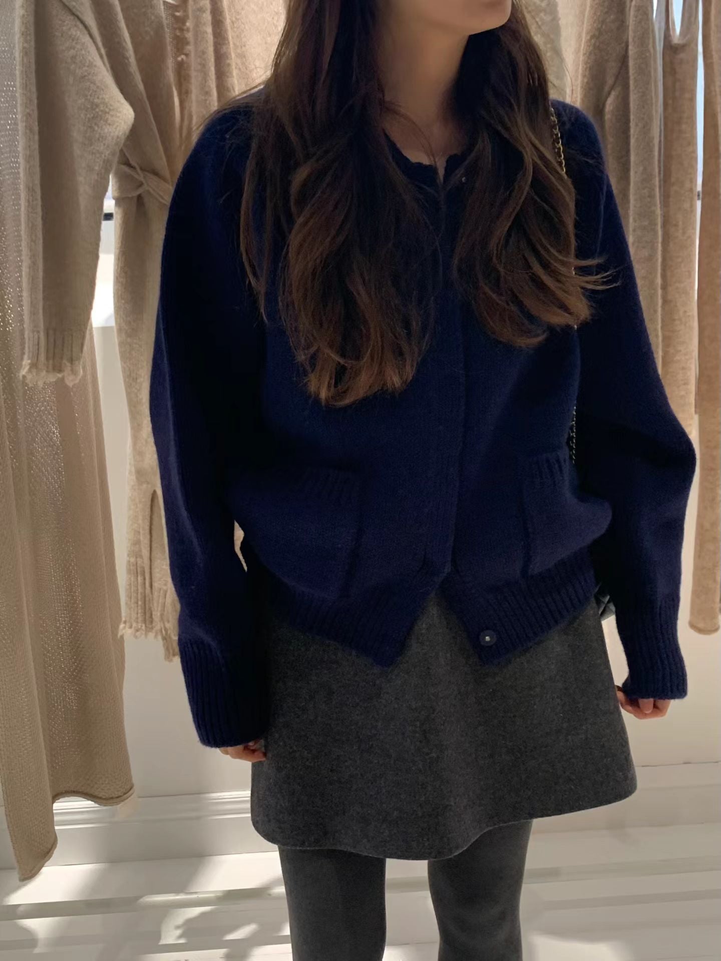 Ounce bailey collar knit cardigan-2col