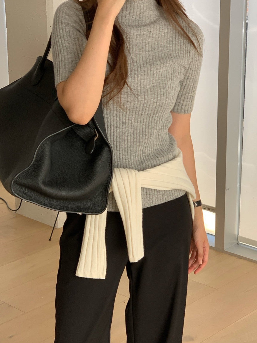 cashmere mockneck half knit-5col
