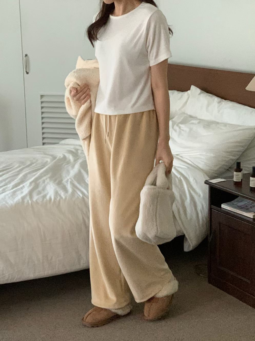 snow gimo wide pants-5col