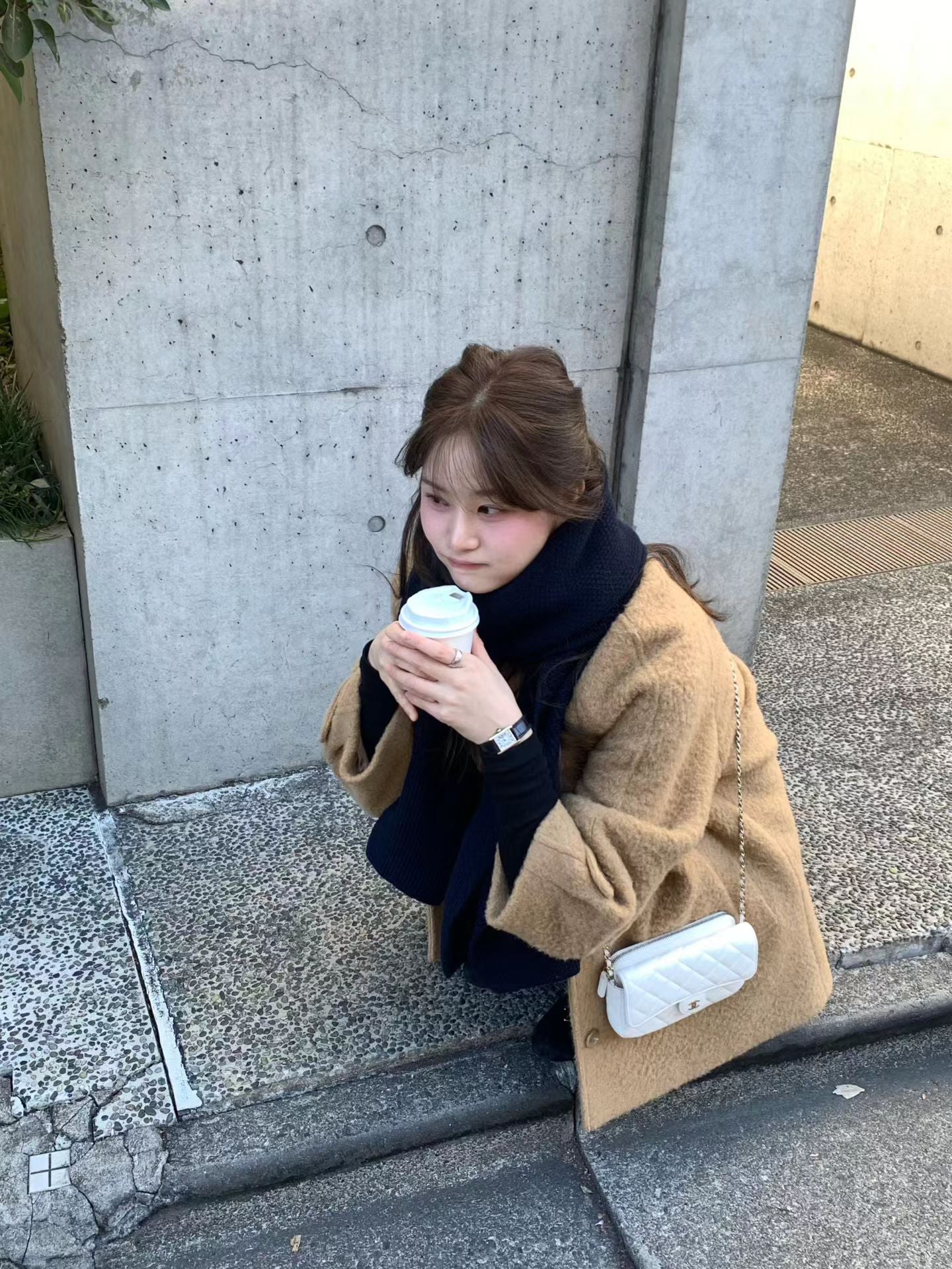 Ounce baby alpaca carol half coat-2col