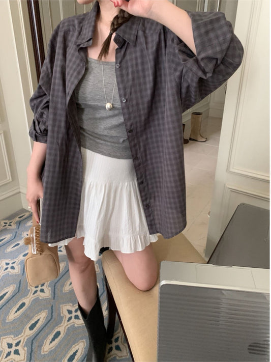 charcoal即納 Foby check shirt-3col