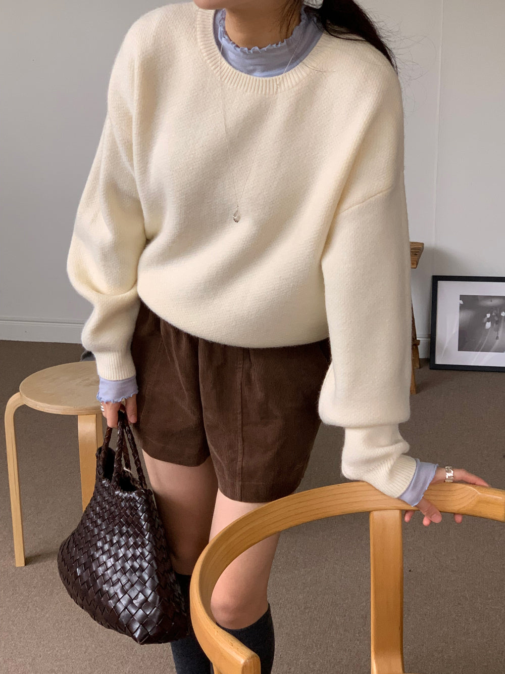 swan corduroy shorts-2col