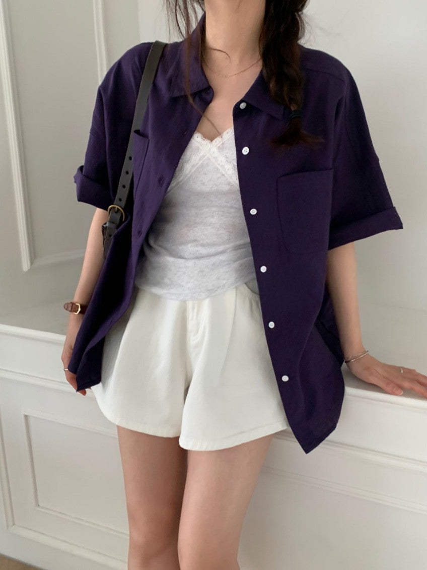 boy fit linen shirt-4col