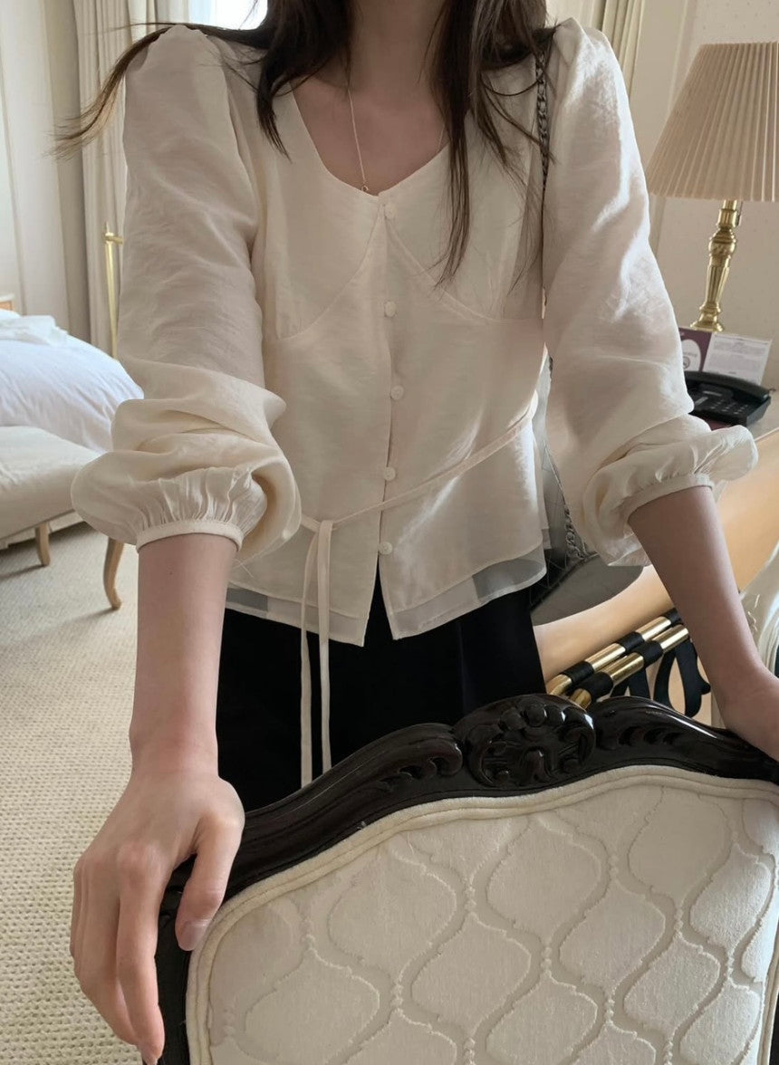 Rumi shirring blouse-3col