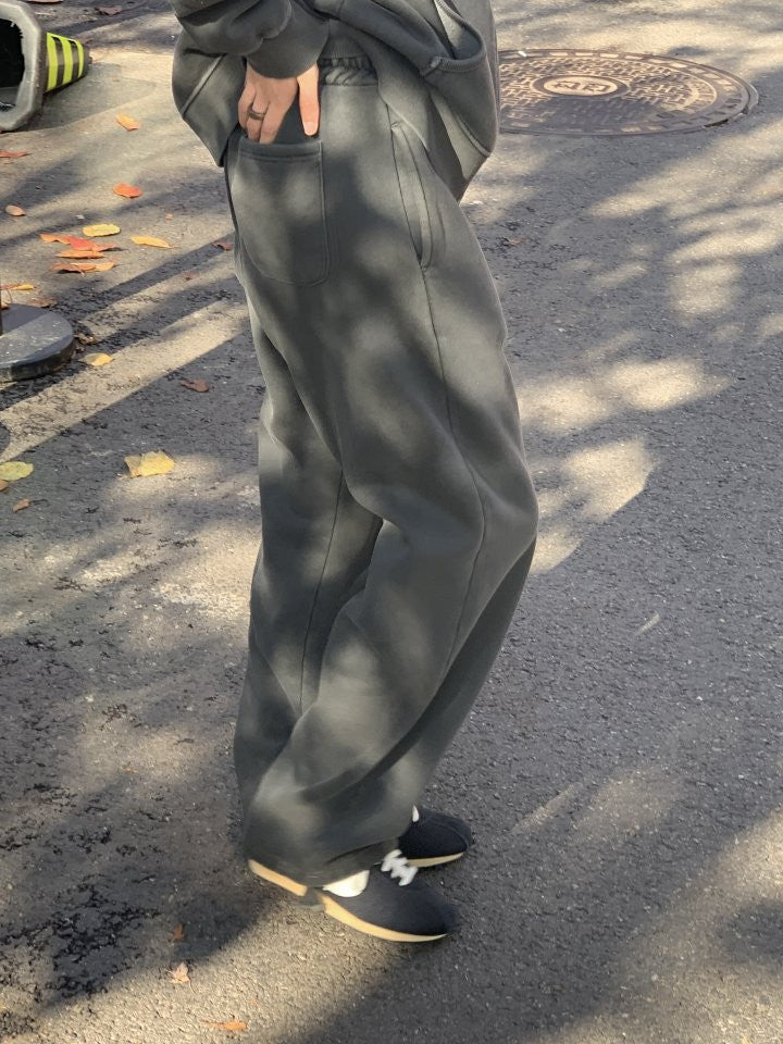 pigment fleece dying hood zip up&pants