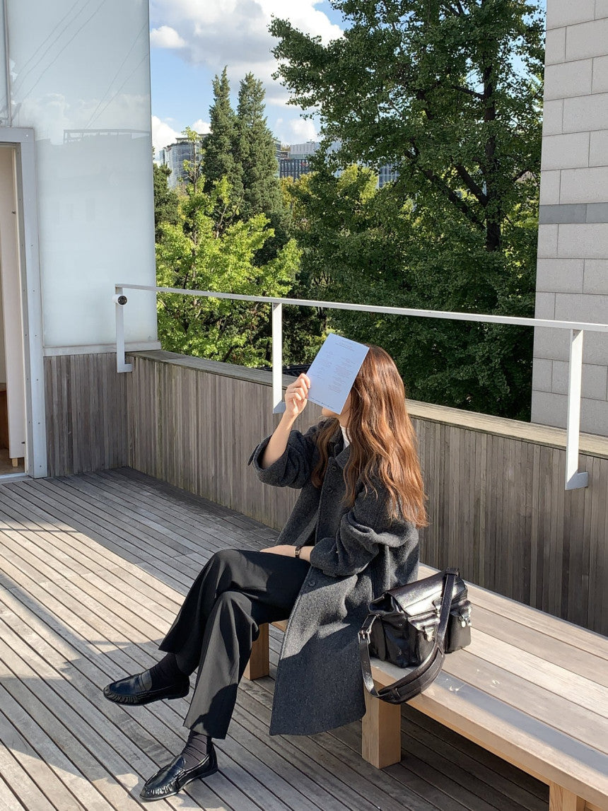 Luce wool twill melange coat-2col