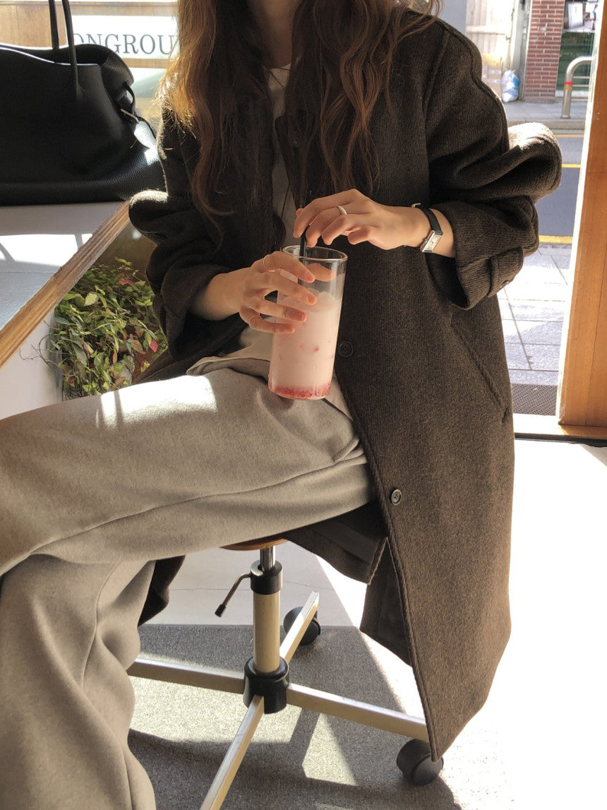 Luce wool twill melange coat-2col