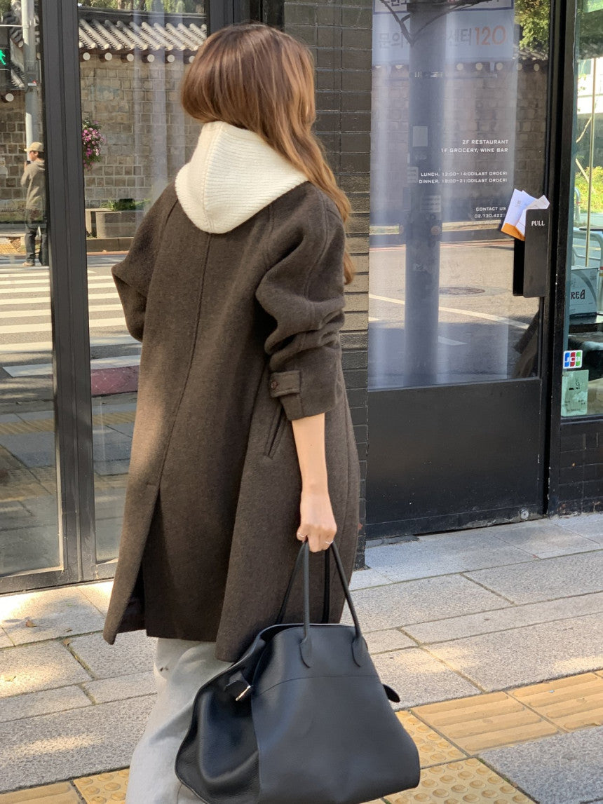 Luce wool twill melange coat-2col