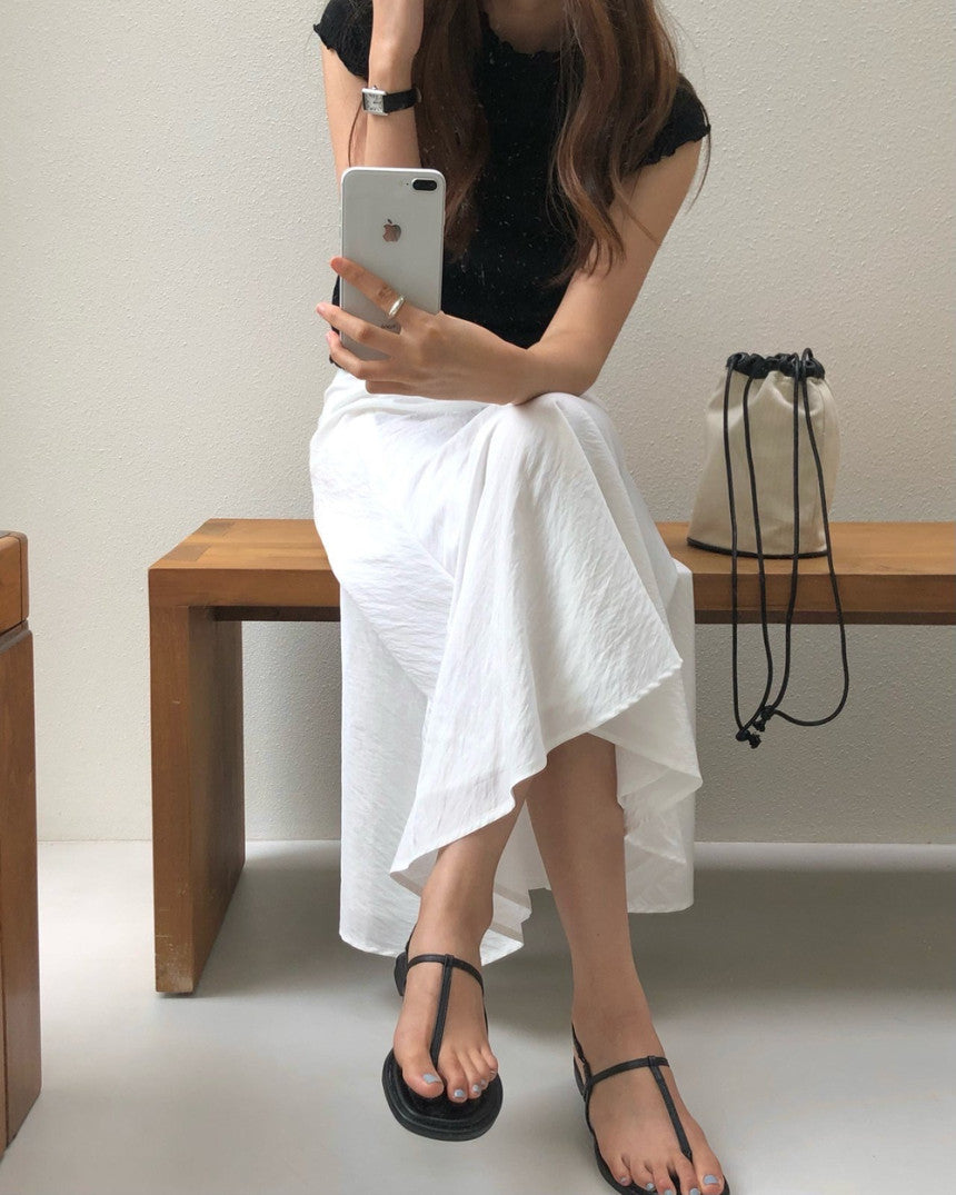 Rosy banding flare skirt-2col