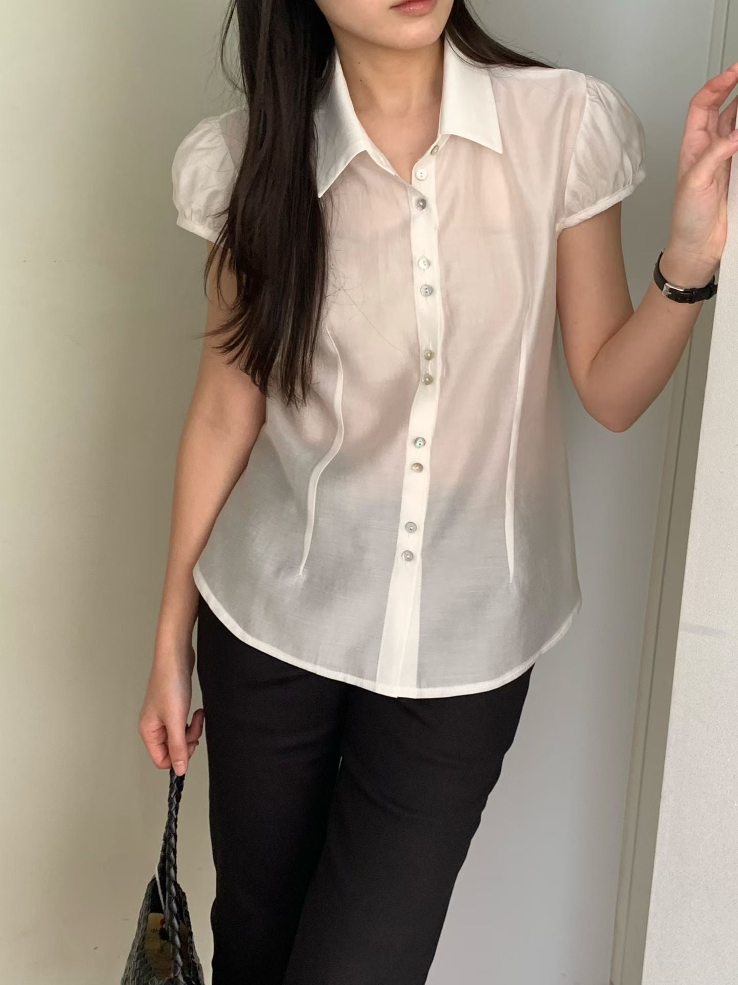 niel two button blouse-2col