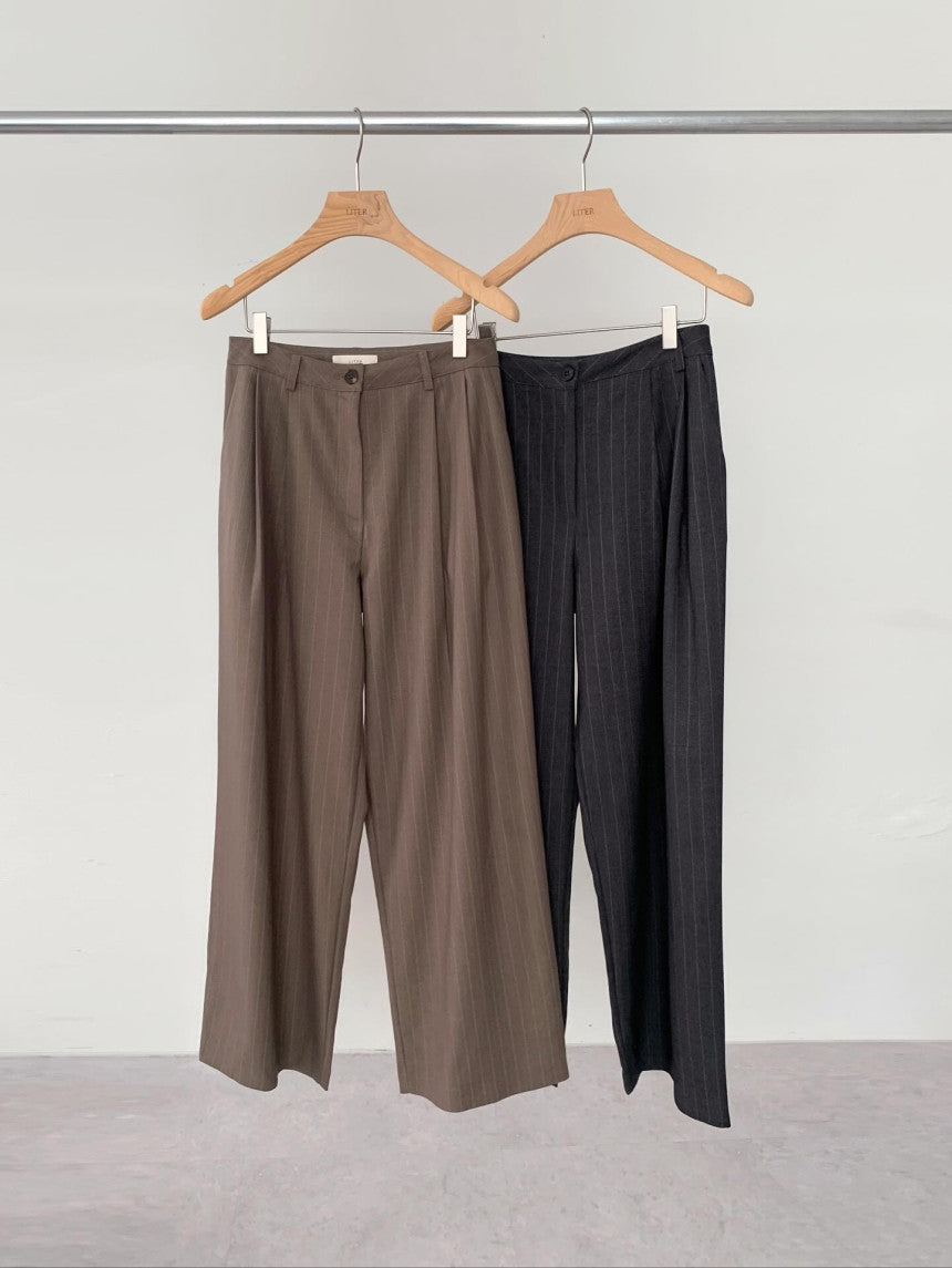 liter bound wool stripe slacks-2col