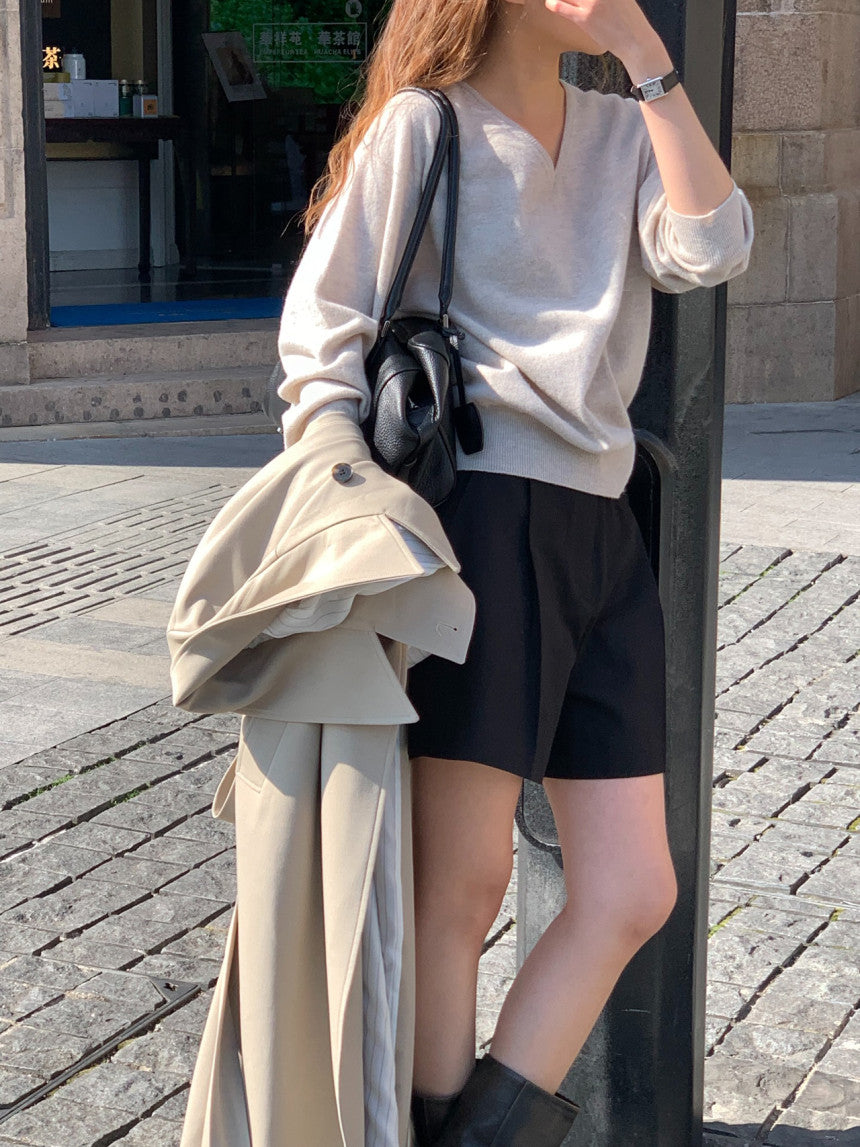 Adele wholegar cash v-neck knit-5col