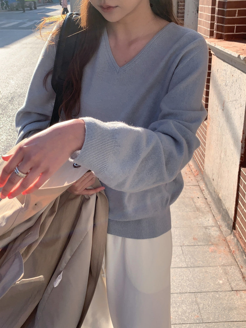 Adele wholegar cash v-neck knit-5col