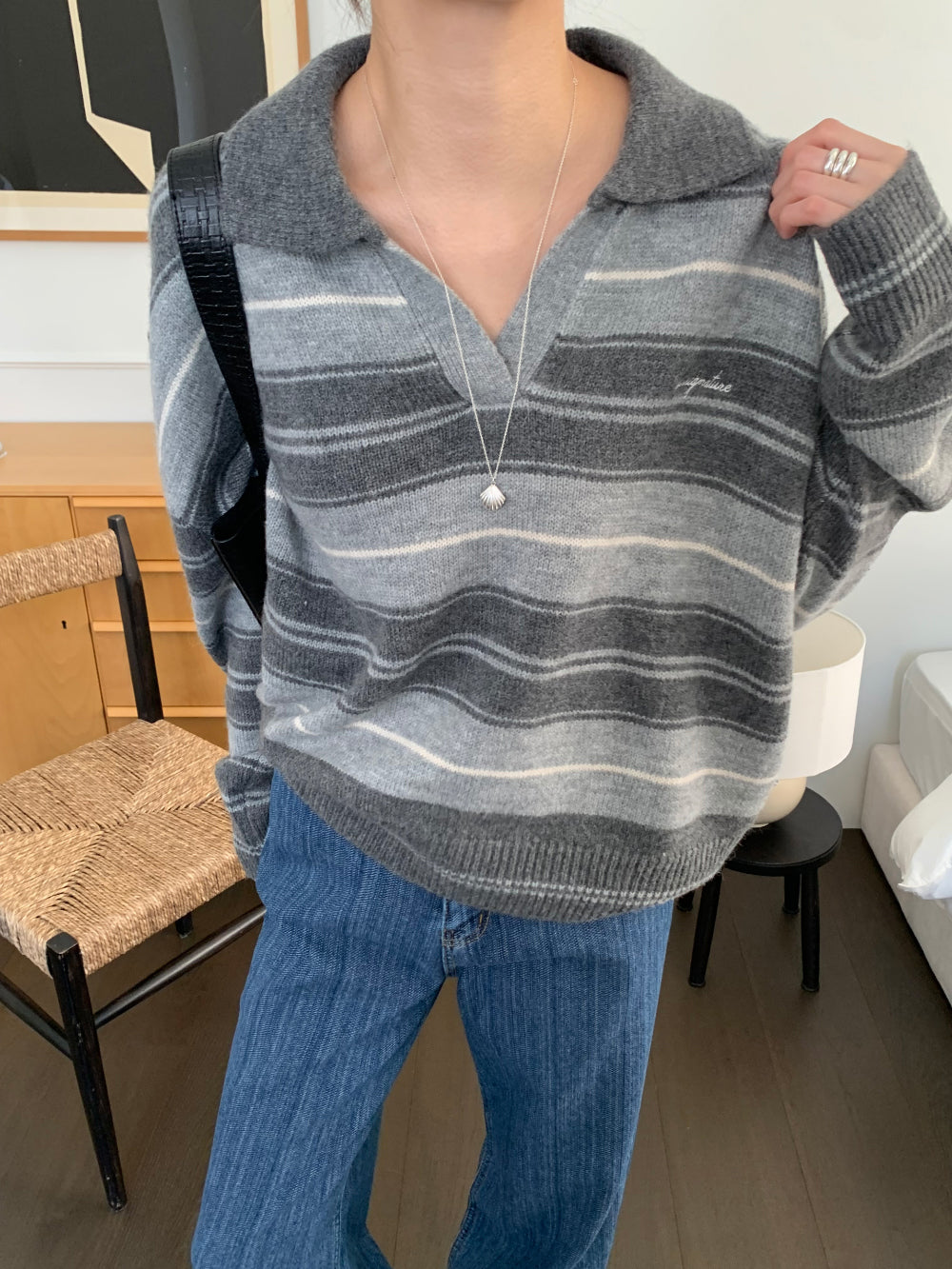 Swan s.t collar knit-2col