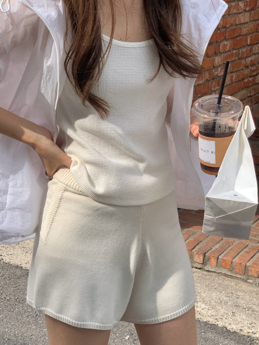 Want bamboo knit half pants-2col