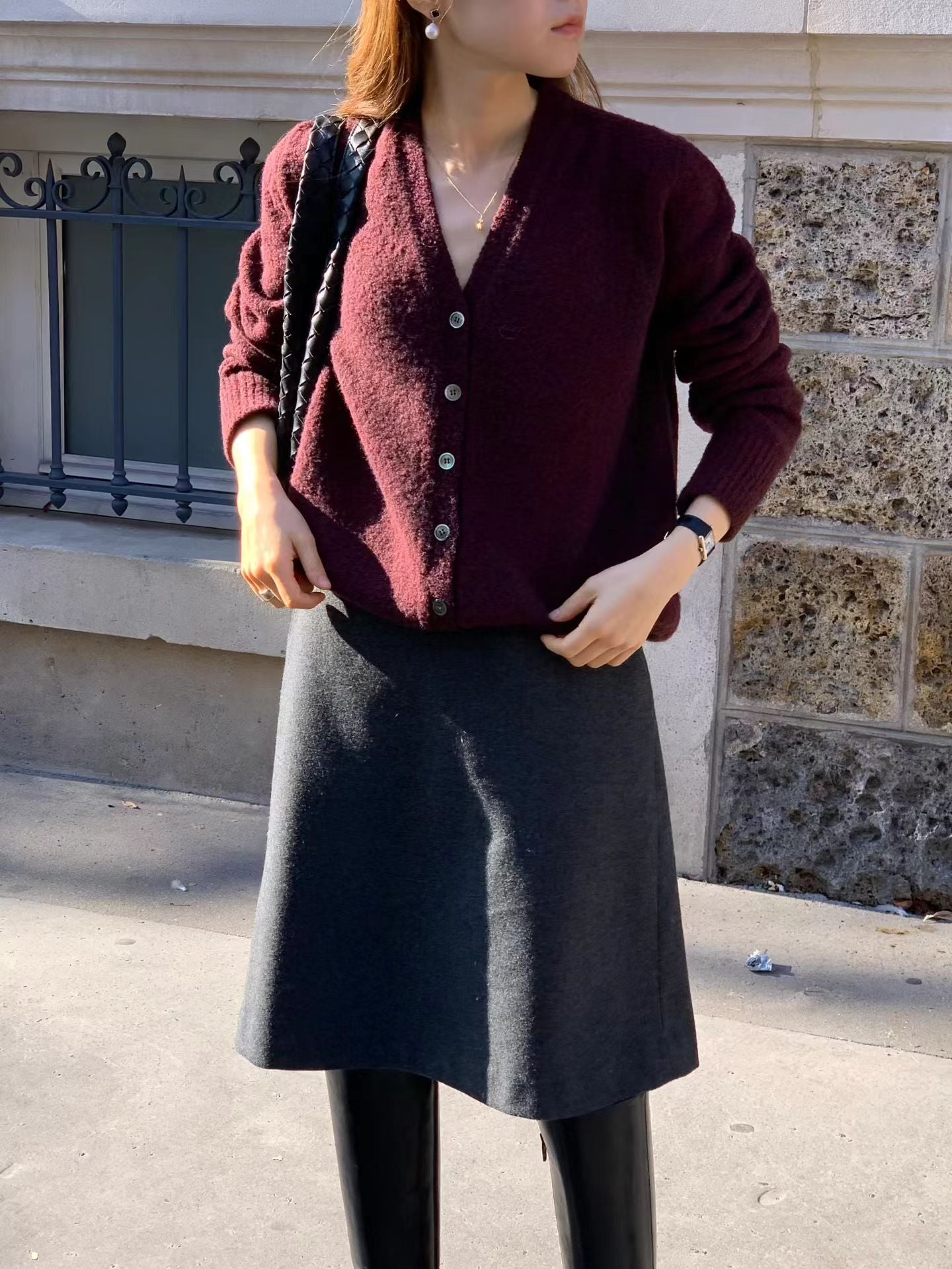 Ounce bokashi wool boucle cardigan-2col