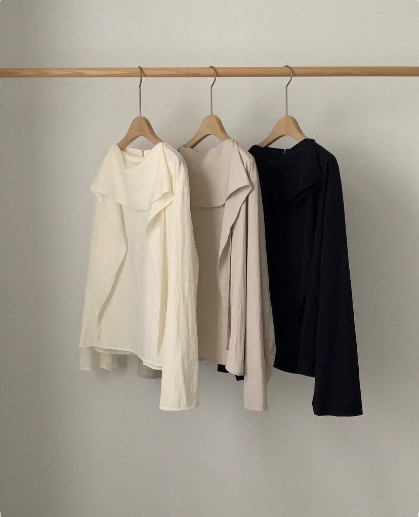 Cowl tie blouse-3col