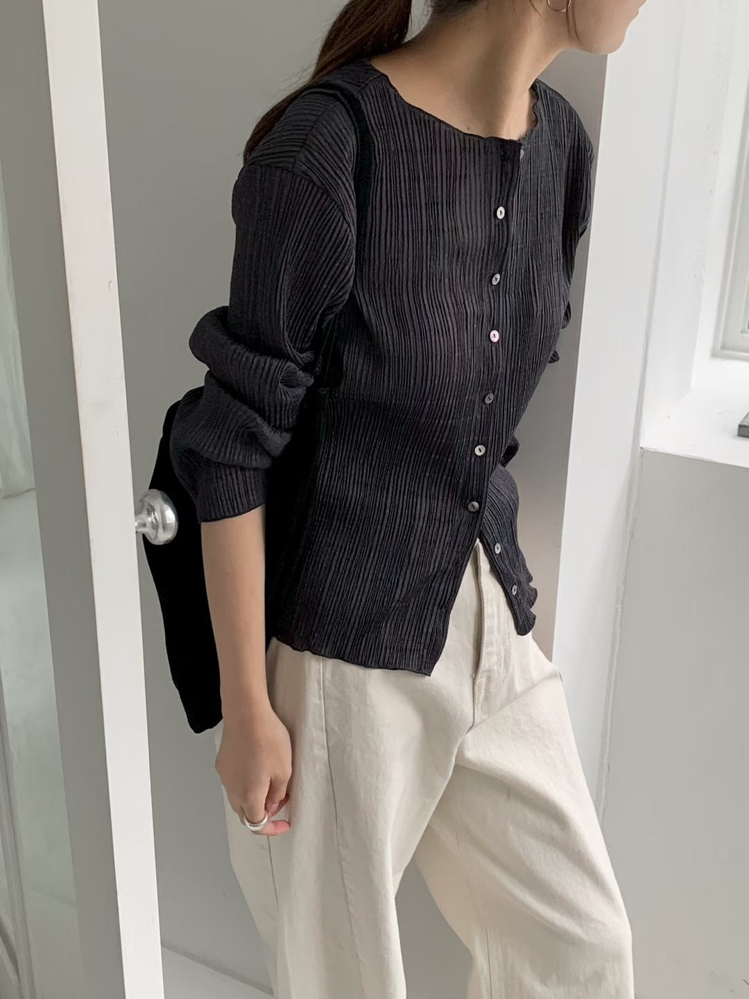 pleats cardigan-3col