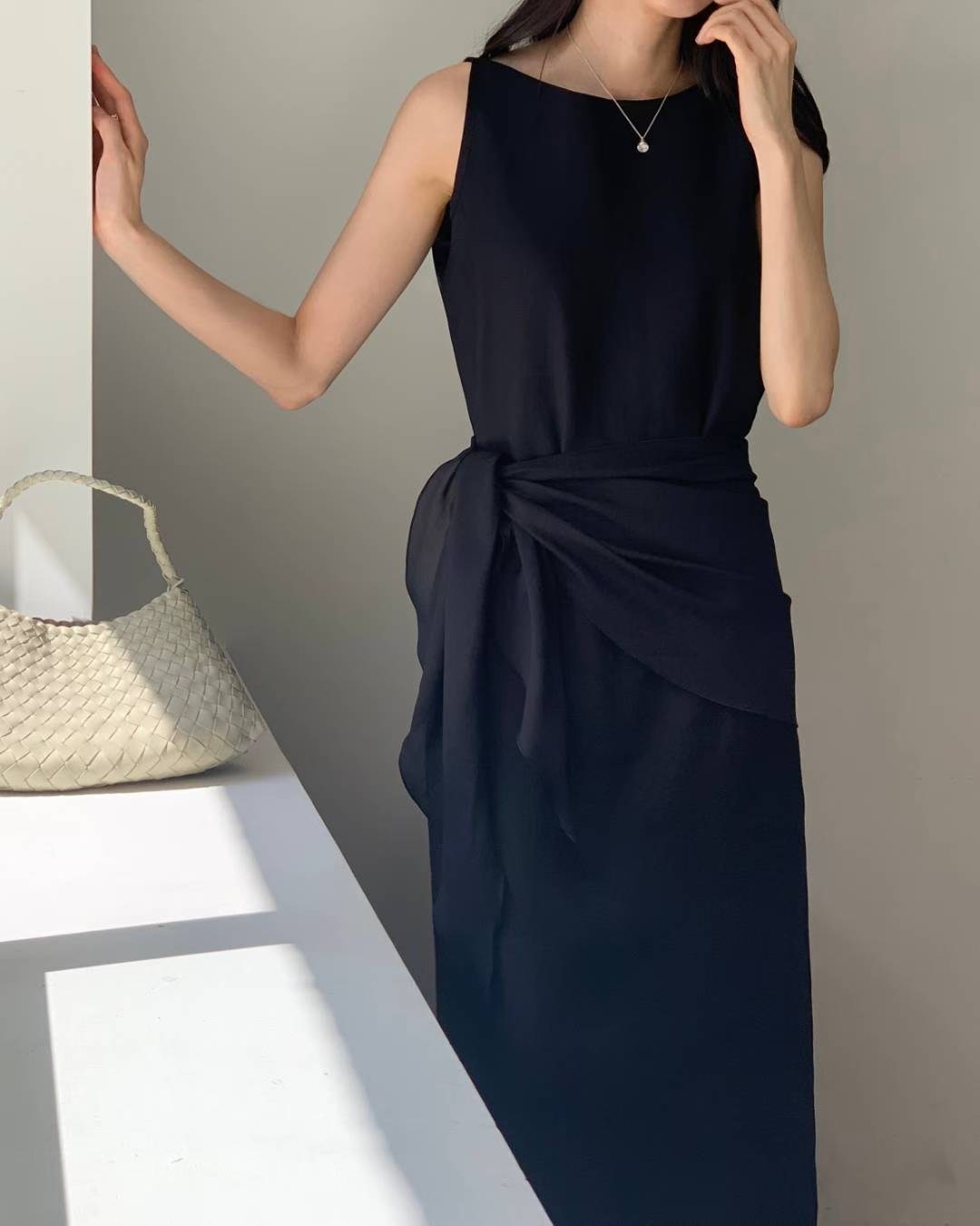 sage boat neck wrap onepiece-2col