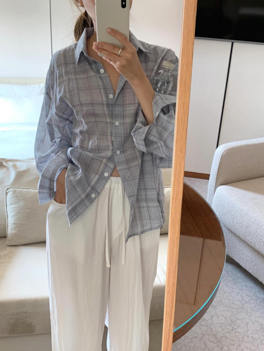 liter villa check shirt-2col