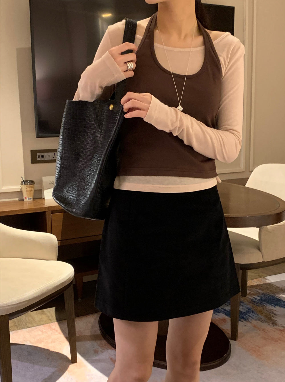 gimo suede lining skirt-2col