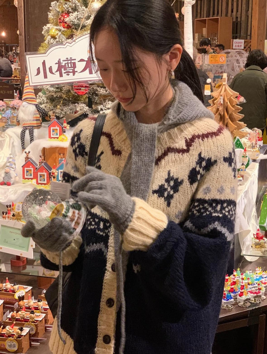 jacquard alpaca cardigan-2col